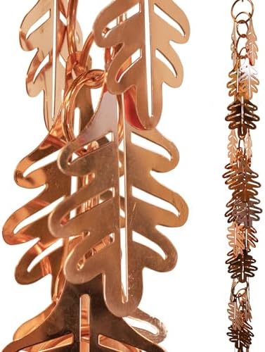 Nutshell Stores Falling Leaves Copper Plated Rain Chain - Copper - 8 Feet