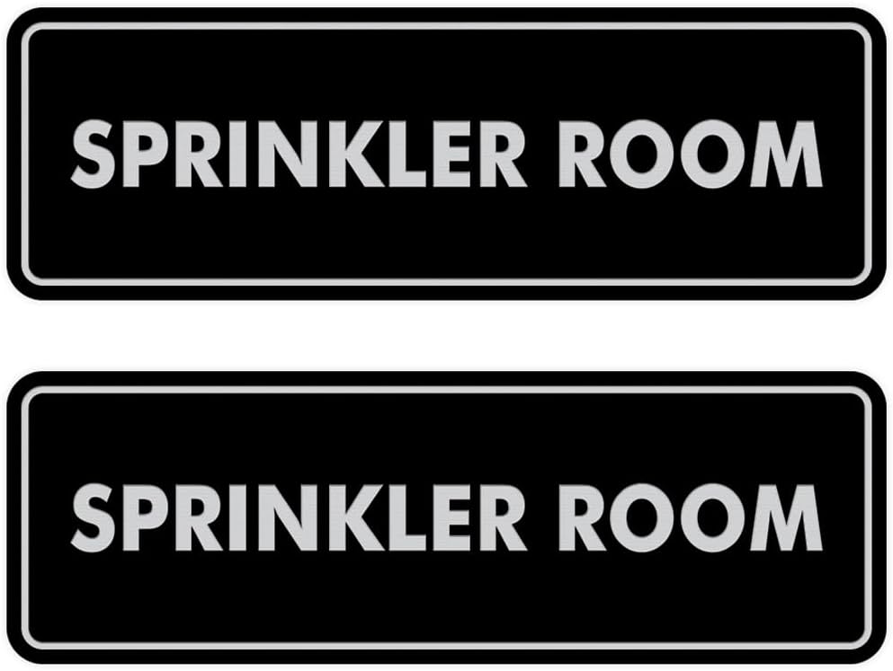 Signs ByLITA Standard Sprinkler Room Sign (Black/Silver) - Small 2 Pack