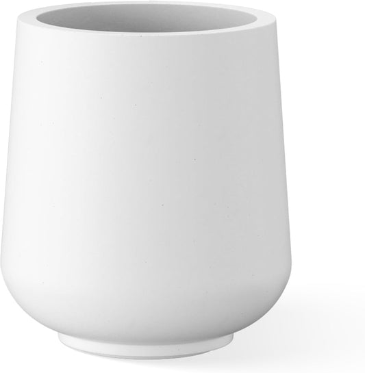 Kante 15.3-Inch Dia Round Concrete Planter, Large Plant Pot with Drainage Hole and Rubber Plug for Indoor Outdoor Use – Home, Garden, or Patio, Pure White
