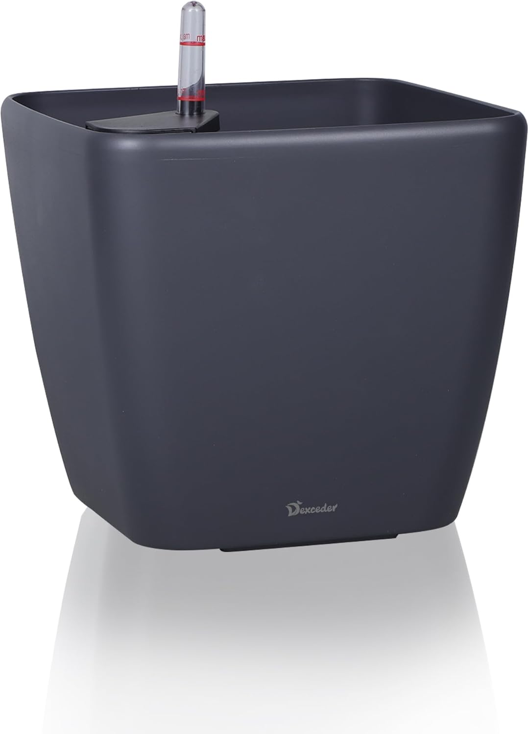 Dexceder 11x10 Self Watering Planter Indoor Outdoor, Inner Mat Design, Thickened Table Flower Plant Pot with Water Level Indicator (Slate Gray Matte)