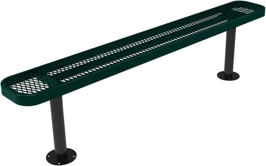 Heavy-Duty Outdoor Bench Thermoplastic Coated, Expanded Metal, Commercial-Grade Seating, Made in America (Surface Without Back, 6 Ft, Textured Dark Green)