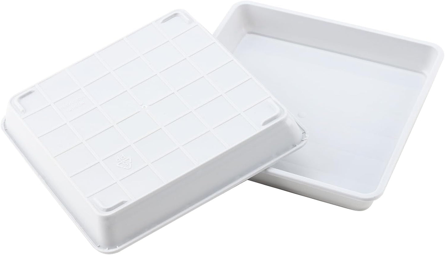 JOIKIT 15 PCS 11.4 x 11.4 Inch Square Plant Saucer, Plastic Plant Saucer Drip Tray, Square Flower Pot Tray for Indoors and Outdoor Plant Pots, 1.6 Inch Deep, White