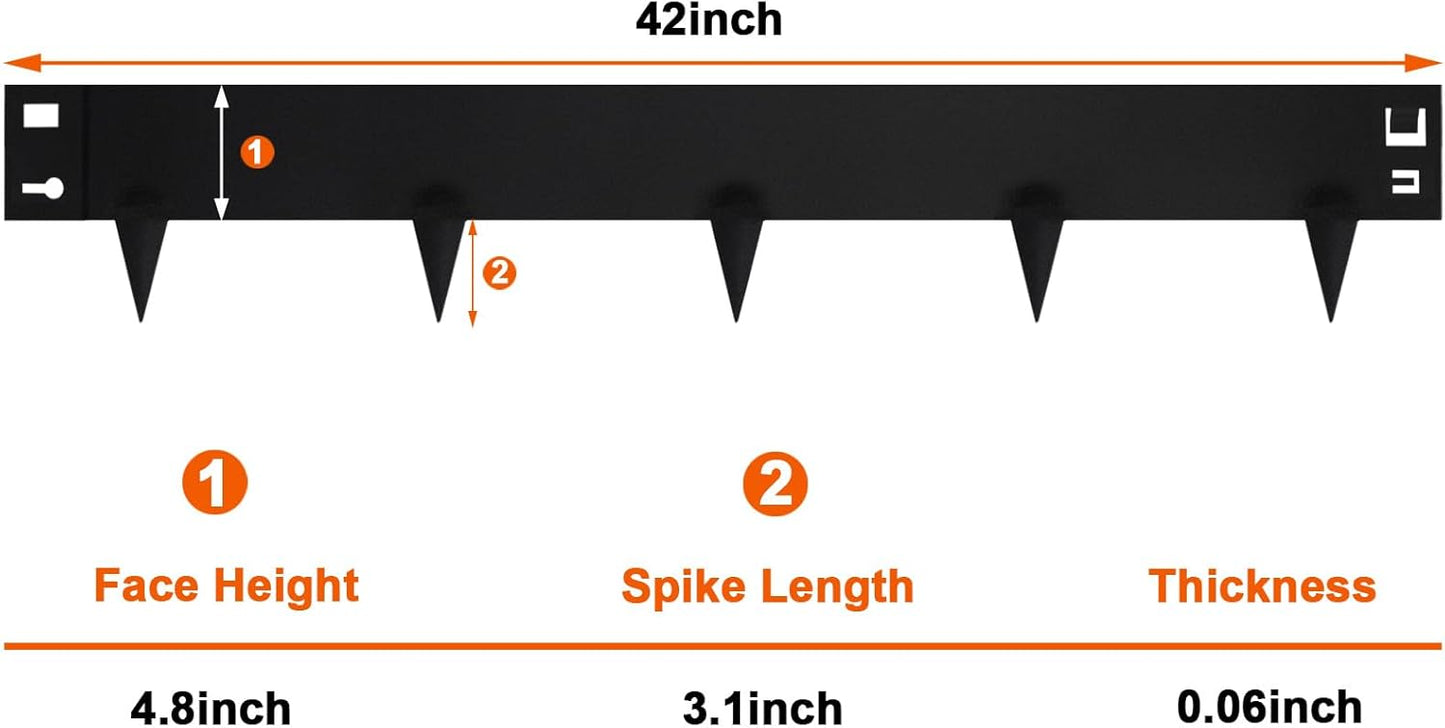 42" L X 7.9" H Metal Landscape Edging, Heavy Duty Galvanized Steel Garden Edging,6 Pack Garden Edging Border for Lawn, Flower Bed, Yard (Black