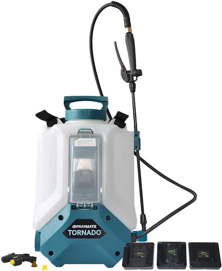 Tornado 4-Gallon Battery Powered Backpack Sprayer (2025 Model) – Lawn & Garden Sprayer, Compatible with FlowZone, DeWalt, Milwaukee, Makita & Bosch Batteries TOOL ONLY (Battery Not Included)