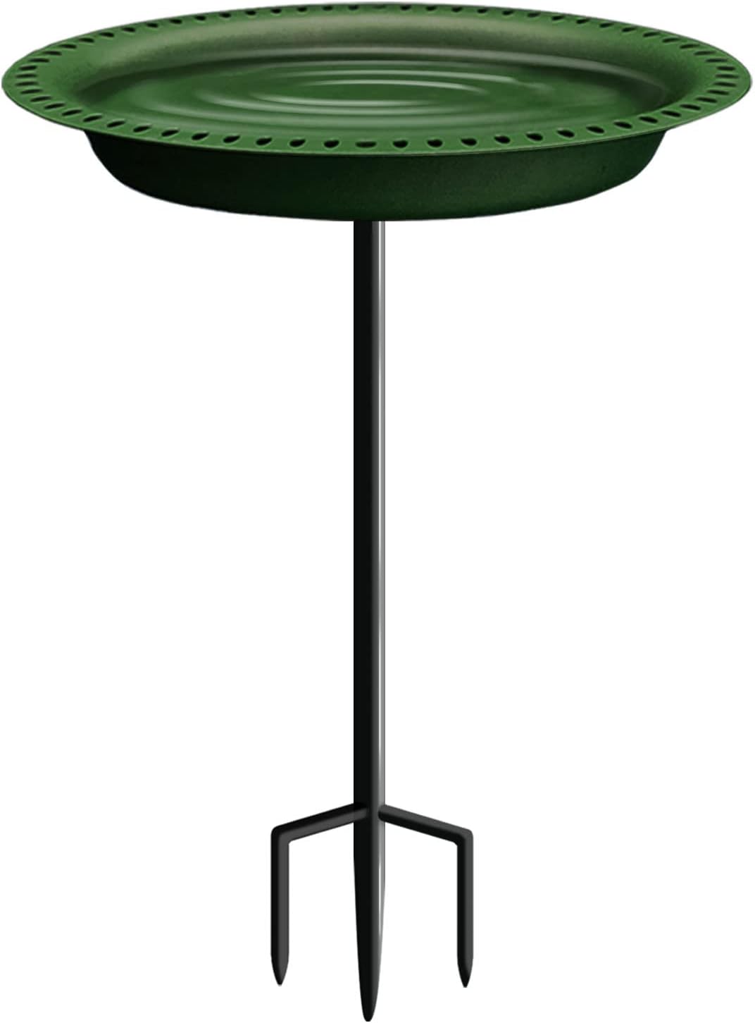 Garbuildman Extra-Large Freestanding Birdbath Bowl, Detachable Decoration Spa with Metal Stake Stand & Birdfeeder for Outdoor Garden, Oval Style, Green