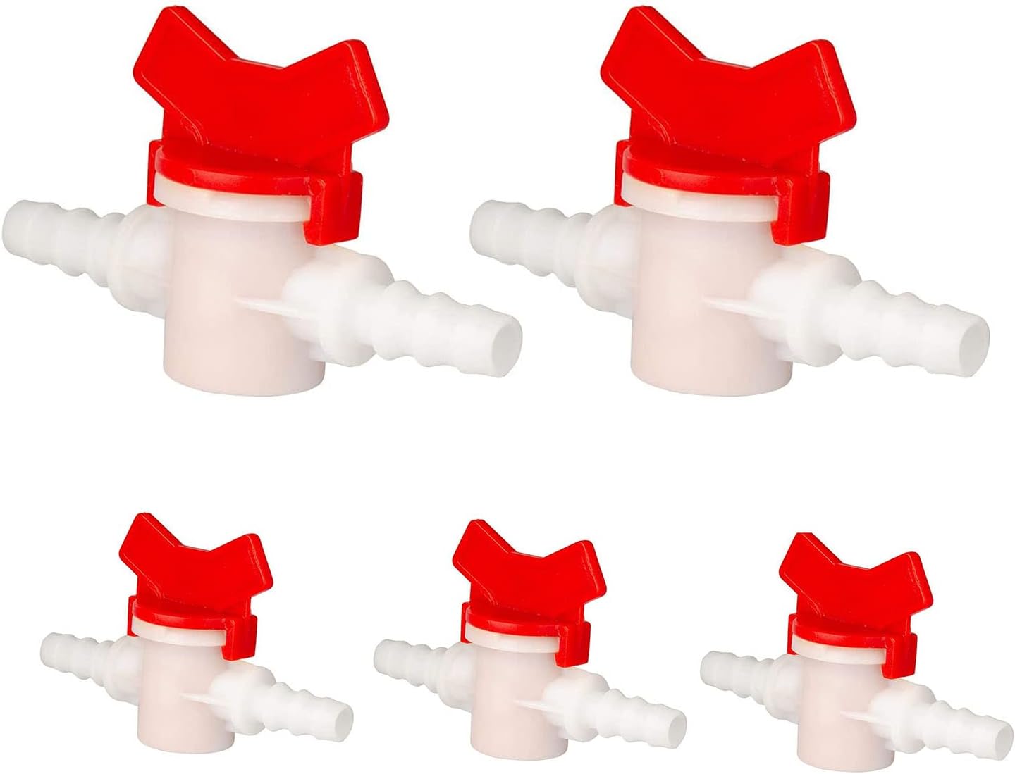 5 Pack Barbed Ball Valve 1/2" OD In-Line Ball Valve Shut-Off Switch with Hose Barb for Drip Irrigation and Aquariums Agricultura Garden