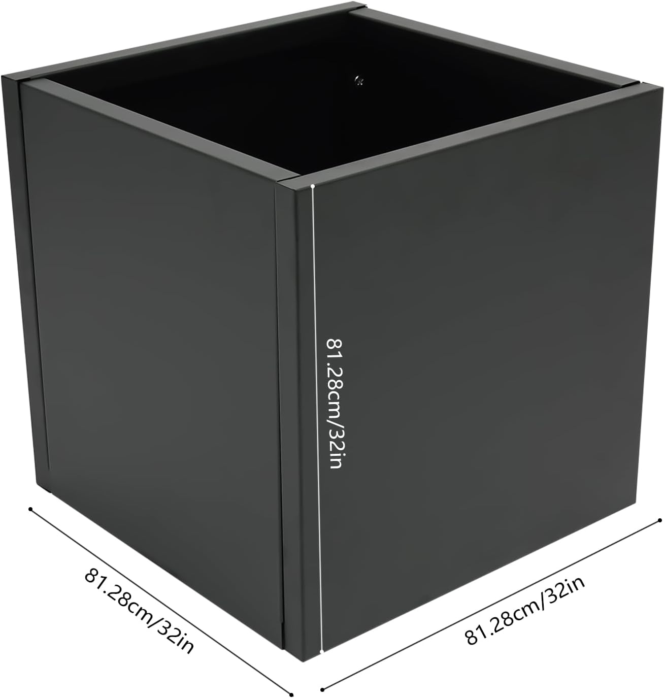 32" L x32 W x32 H Metal Flower Boxes Planter Boxes Outdoor Raised Garden Bed Indoor Outdoor Planting Bed Black Square Planter Box for Patios Lawn Yard Decor Storage