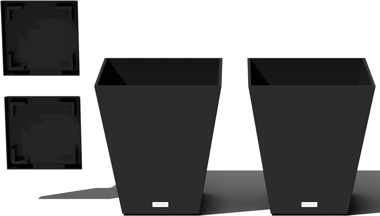 Veradek Pure Series Nobleton Plastic Planter - Large Pots for Indoor or Outdoor Porch/Patio | Durable All-Weather Use with Drainage Holes | Modern Planter Décor for Flowers, Shrubs, Trees