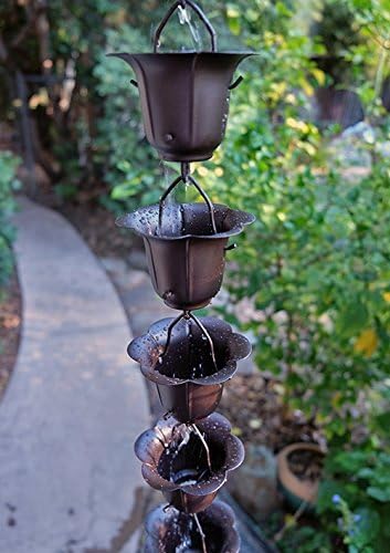 Nutshell Stores Flower Cups Rain Chain - Bronze - 18 Feet