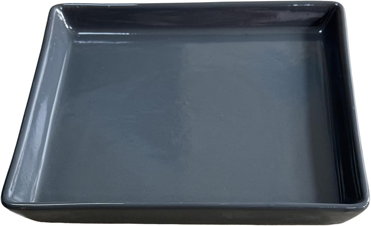 Square Plant Saucer 10 Inch 1 Pack，Plant Trays for Pots, Gray Ceramic Plant Saucers for Indoors Outdoors, Plant Drip Tray 4 6 8 10 12 14 Inch