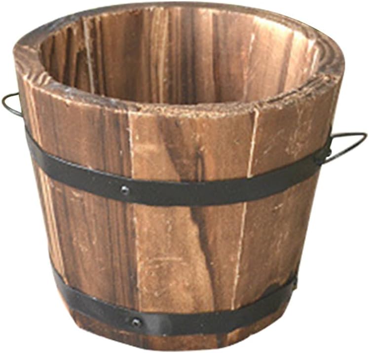 Wooden Whiskey Barrel Planter Garden Flower Pot Decor Plant Container Box Brown (Small)