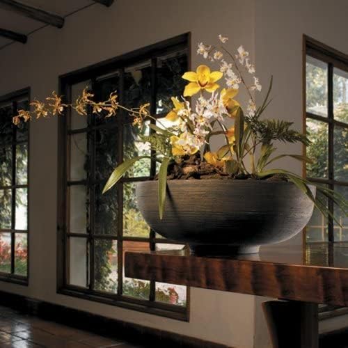 Crescent Garden Extra Large Outdoor Planter Bowl with Drain Hole for Water Gardens, Fountains, Decorative Landscaping - 40" W x 15" H (Old Bronze)