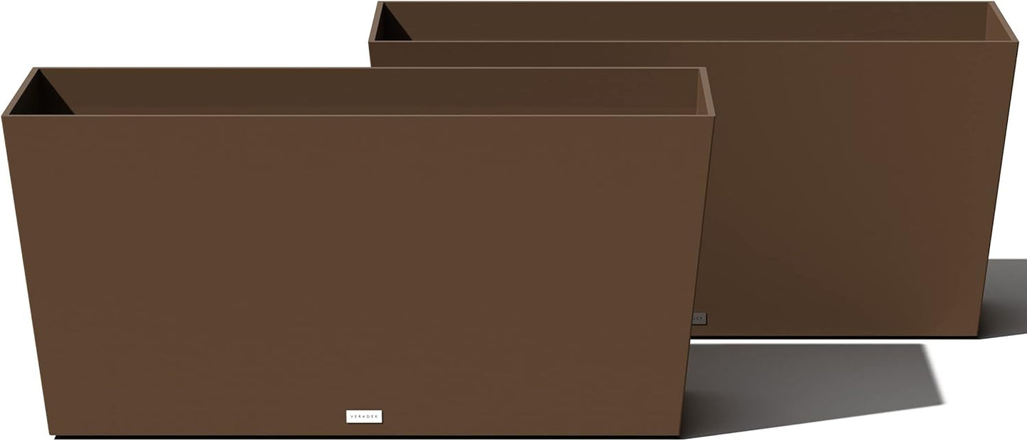 Veradek Pure Series Midori Trough Planter - Large Rectangular Planter for Indoor or Outdoor Deck/Porch | Durable All-Weather Use with Drainage Holes | Modern Decor for Shrubs, Flowers, Small Plants