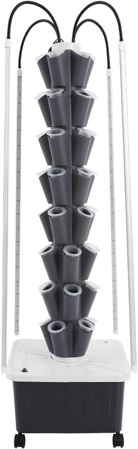 Hydroponic Tower, Vertical Planter Tower, 40 Planting Holes Water Planting Growing System Kit, Hydroponics Growing System Container with LED Grow Light for Herbs, Fruits and Vegetables