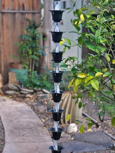 Nutshell Stores Flower Cups Rain Chain - Black - 15 Feet