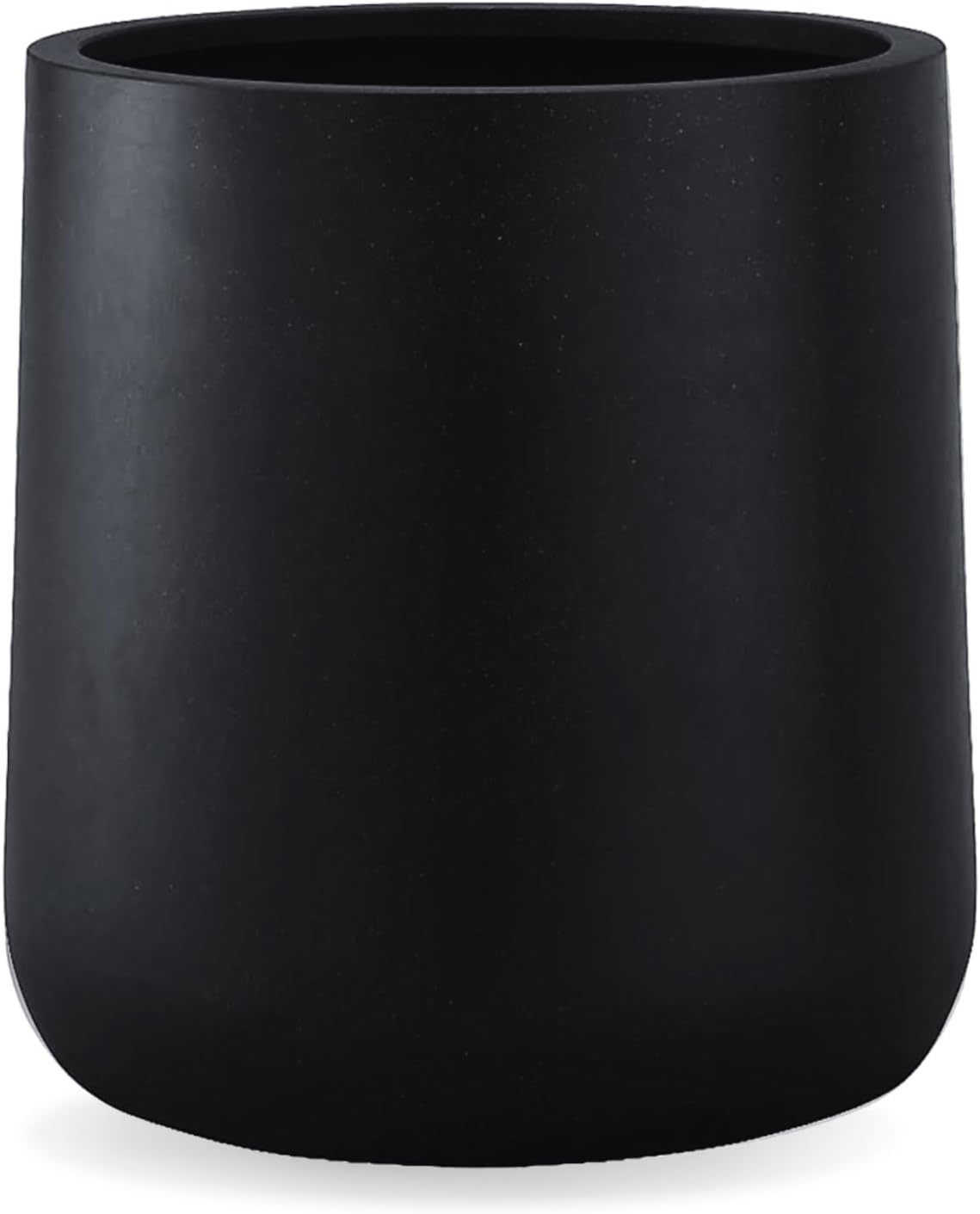 14" H x 13.7" D Conico Fiberstone Round Planter with Drainage Hole, Smooth Finishes, Weather Resistant for Indoor and Outdoor Use, Included 2 Extra Coco Mats (Black, 10.6" Pot Opening)