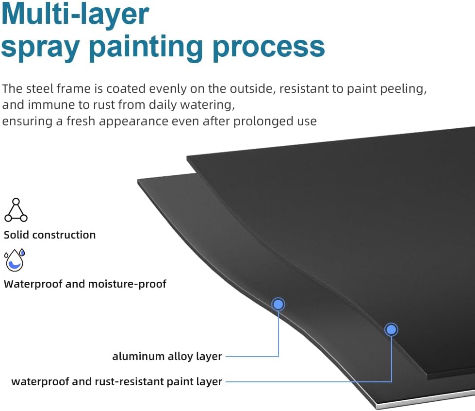 Premium Aluminum Plant Stand - Home Decor & Outdoor Garden Solution with 300 LBS Capacity, L37.8 x W11.4 x H19.7 inch