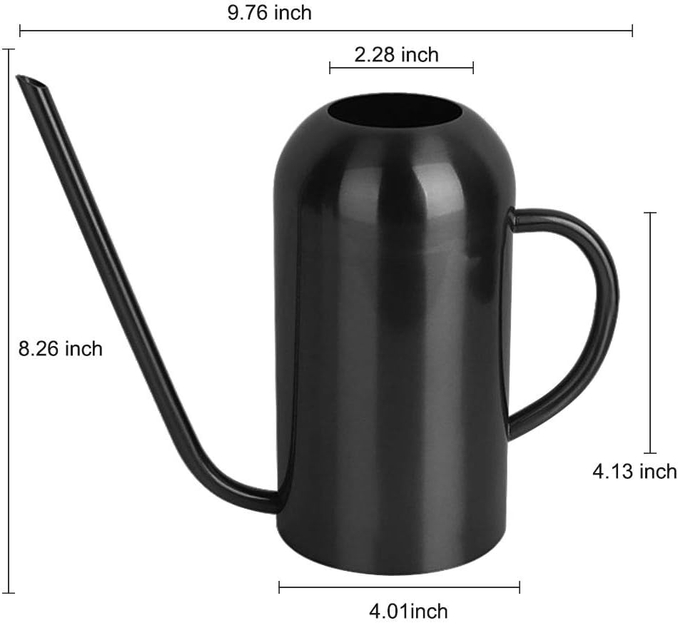 Watering Can Indoor Plants, 50 oz/1500 ml Metal Stainless Steel Watering Can Pot with Long Spout for Indoor House Plants Bonsai Outdoor Garden Flower Decorative(Copper) (Black)