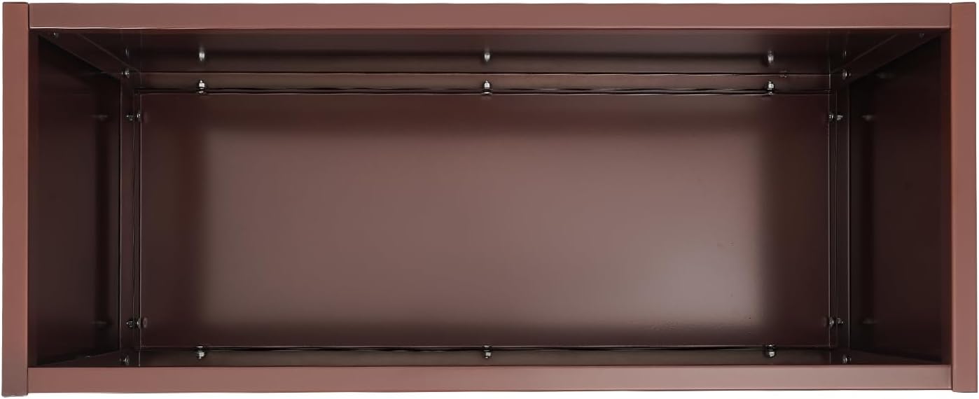 Steel Planter Box, 38" x 15" x 15" Rectangular Long Planter Metal Trough Box for Indoor Outdoor Tall Plants, Flowers or Shrubs (Coffee)