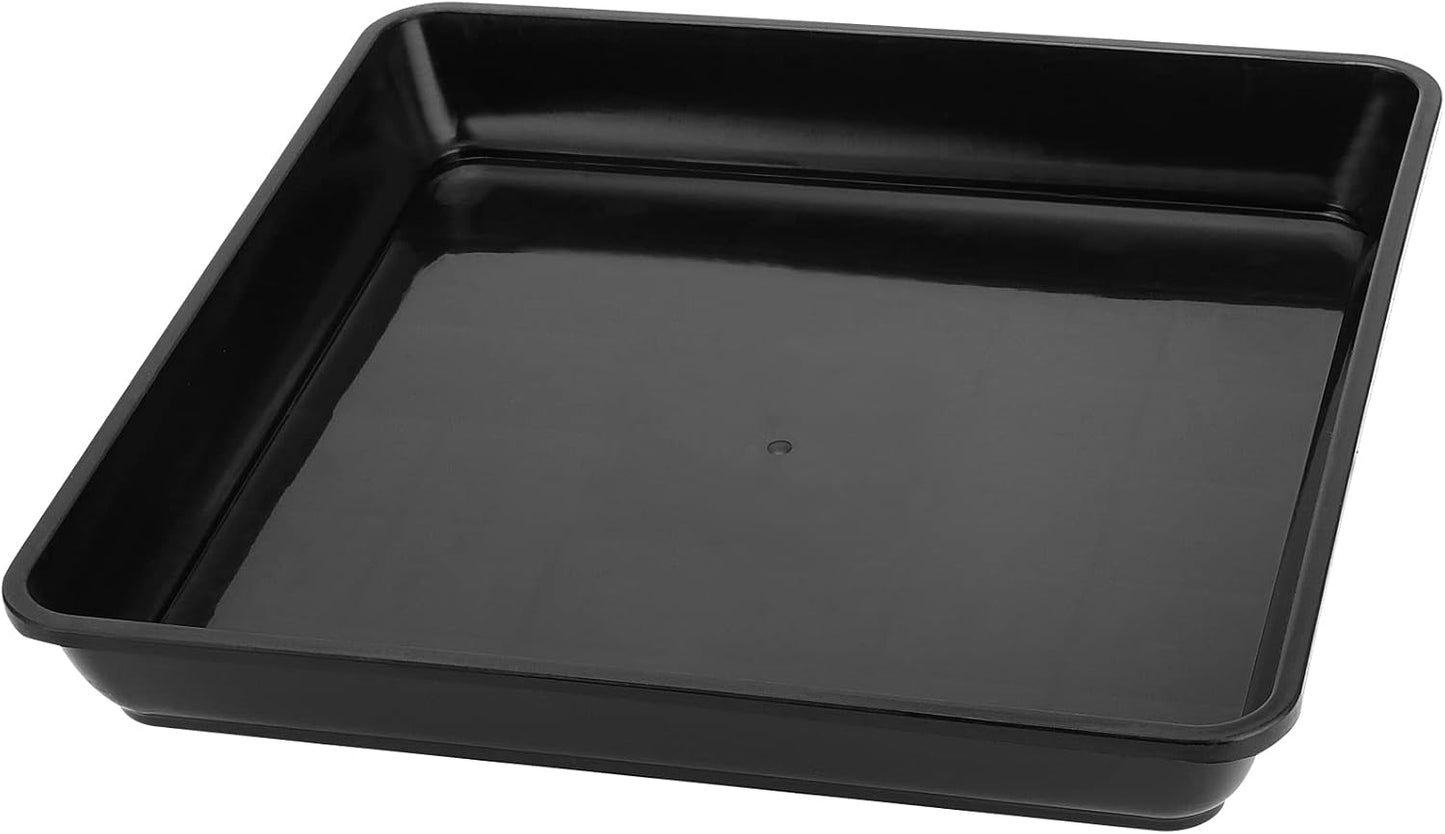 JOIKIT 10 PCS 10 x 10 Inch Square Plant Saucer, Plastic Plant Saucer Drip Tray, Square Flower Pot Tray for Indoors and Outdoor Plant Pots, 1.38 Inch Deep, Black