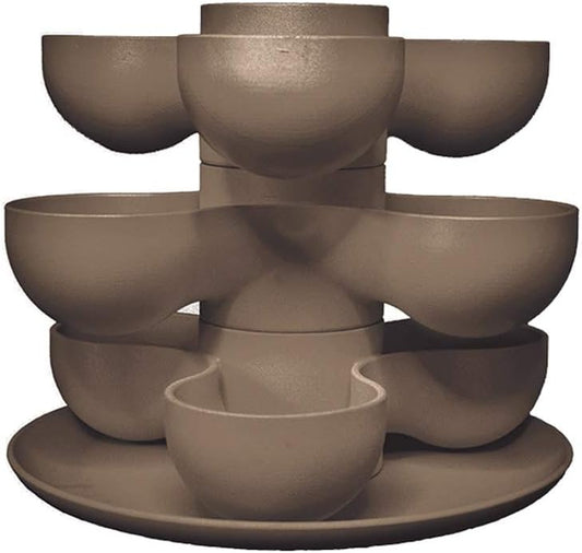 The HC Companies 8 Inch Round Stacking Decorative Indoor Pixie Succulent Flower Planter Pot with 3 Planting Levels, Artisan Taupe