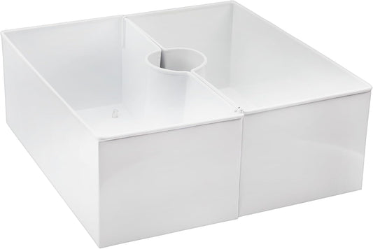 AuldHome Design Umbrella Planter for Patio Table (White Square), w/Umbrella Hole, Enamelware Rectangular Planter Pots