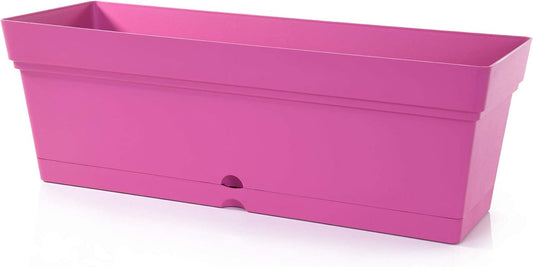 Mintra Window Box Planter, Window Planter Box for Indoor Outdoor Use, Rectangular Pots with Saucers & Drainage Holes, Decorative Plant Pots for Window Sill, Shelf, Desktop, 19" Wx6.75 H, Fuchsia