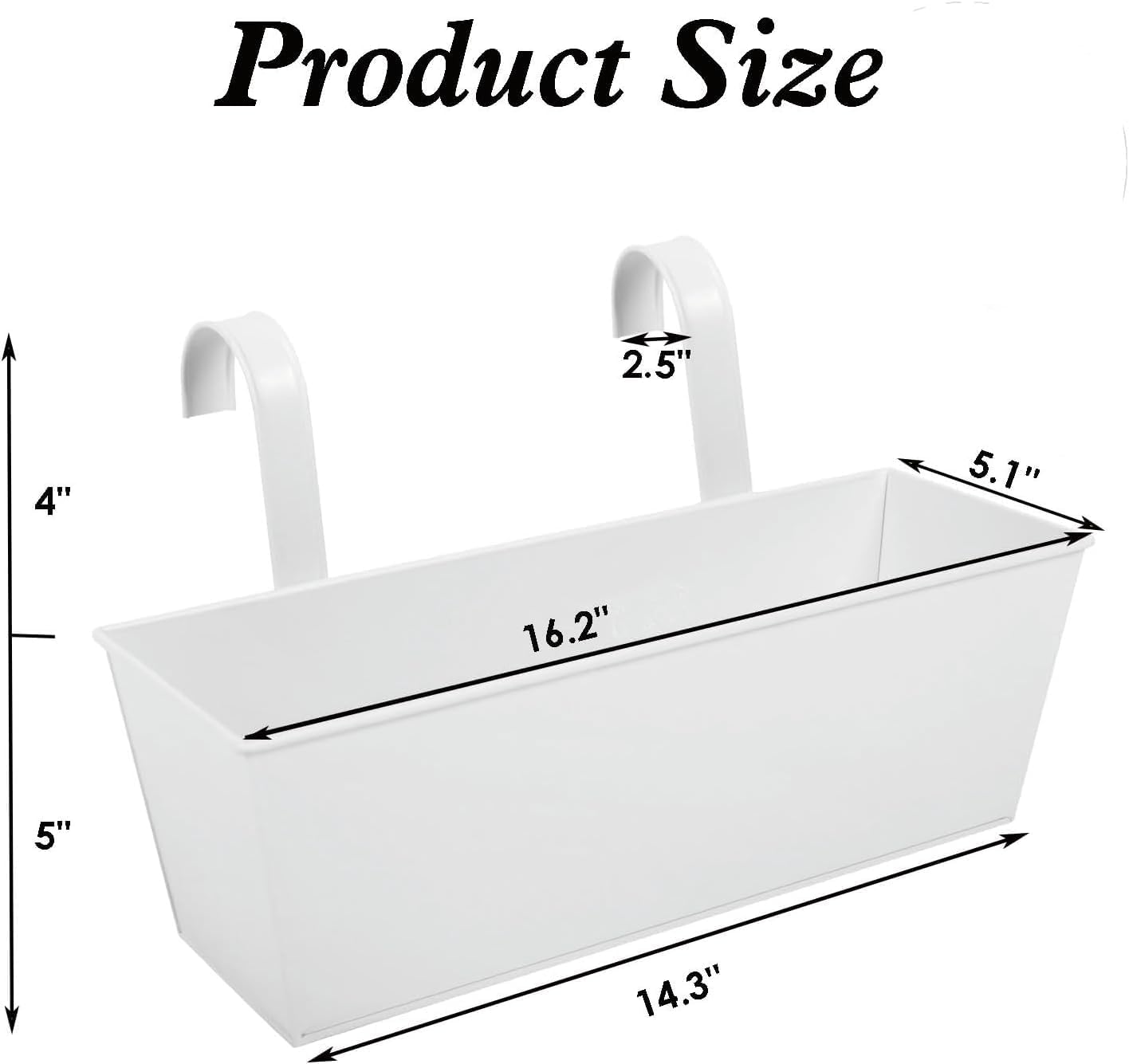 3 Pcs Large Hanging Flower Pots for Railing or Fence 16 Inch Railing Planter Box for Any Balcony Porch or Deck Countryside Style Window Planter Boxes Are Perfect to Herbs & Flowers (White-5pcs)