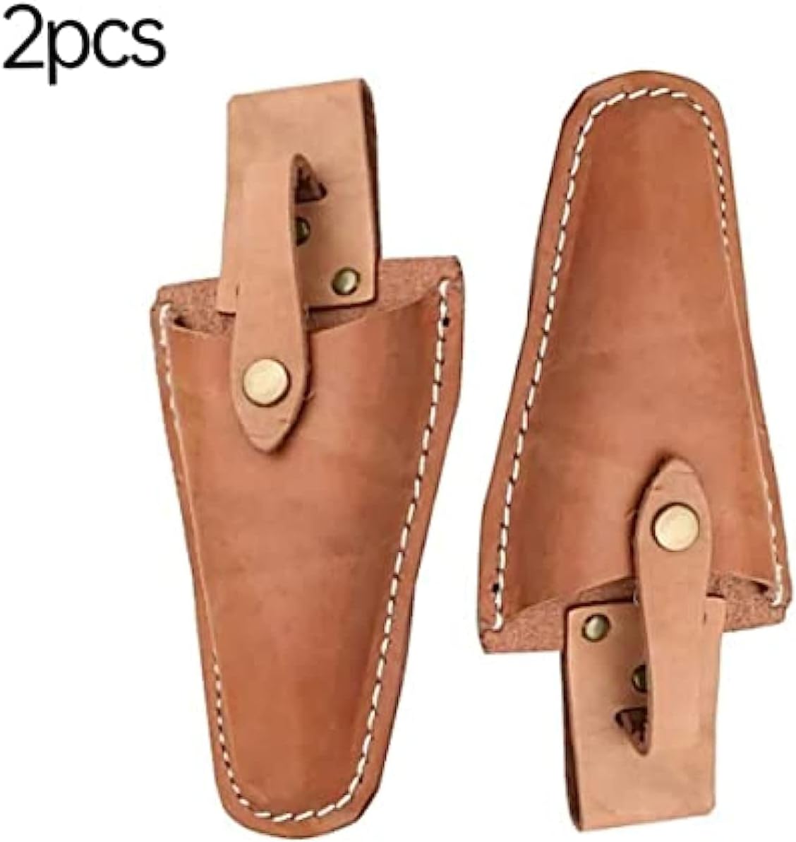 Leather Sheath for Scissors, 2Pcs Leather Sheath Tool Holsters,Garden Pruner Sheath, Belt Holder Pouch Bag, Protective Leather Cover, Leather Hand Pruner Sheath for Garden Pliers with Snap (2)