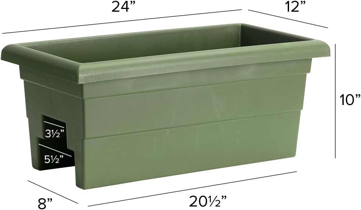 Root & Vessel Countryside Rail Planter, Sage, 24"