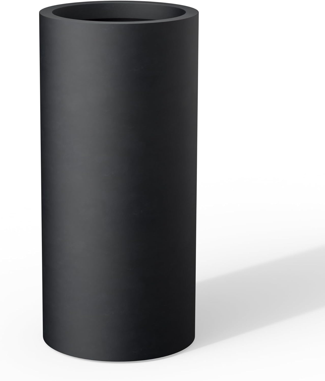 Kante 23.6 Inch Tall Cylindrical Planter, Large Round Plant Pots with Drainage Hole, Made with Concrete, Suitable for Indoor Outdoor Plants, Home Decor, Black