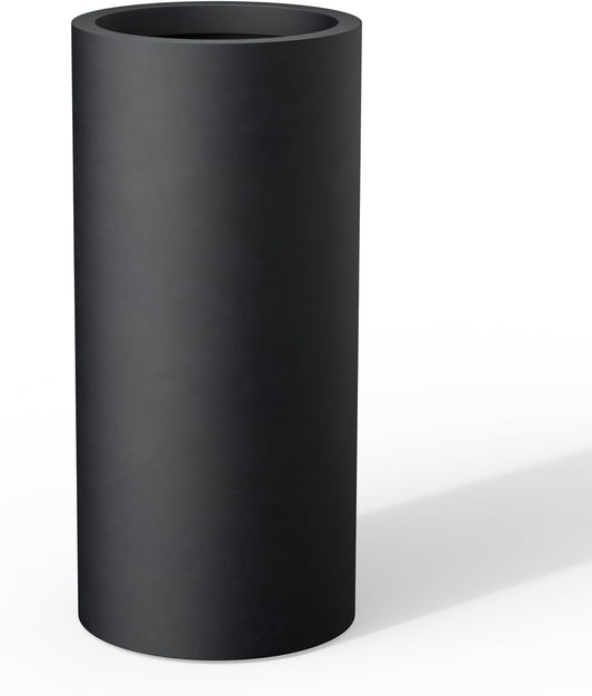 Kante 23.6 Inch Tall Cylindrical Planter, Large Round Plant Pots with Drainage Hole, Made with Concrete, Suitable for Indoor Outdoor Plants, Home Decor, Black