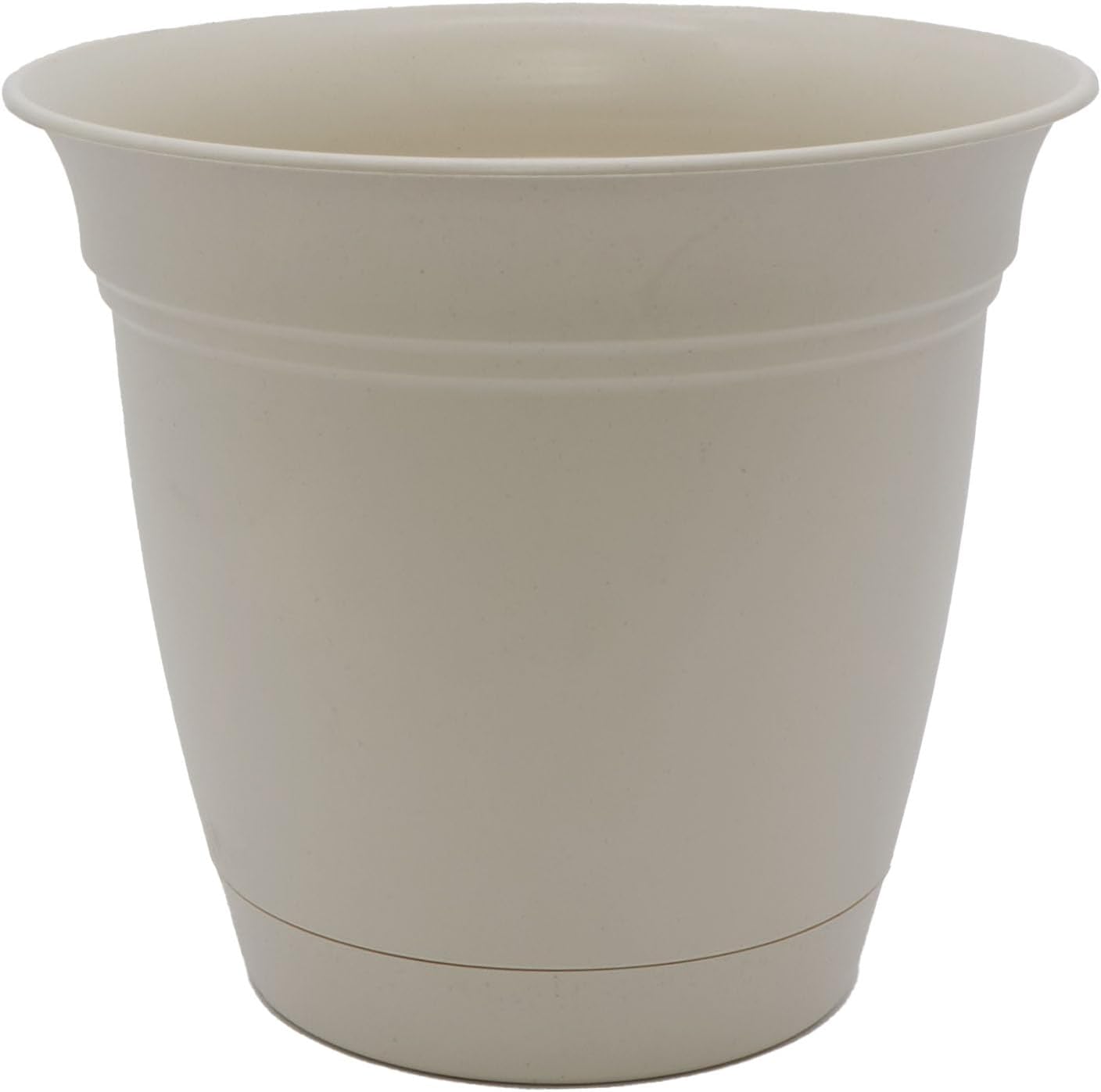 The HC Companies Eclipse Round Planter with Saucer - Outdoor & Indoor Plant Pot with Drainage Holes - Lightweight, UV-Resistant Plastic Pots for Plants, Flowers & Herbs (10" Cottage Stone, Pack of 1)