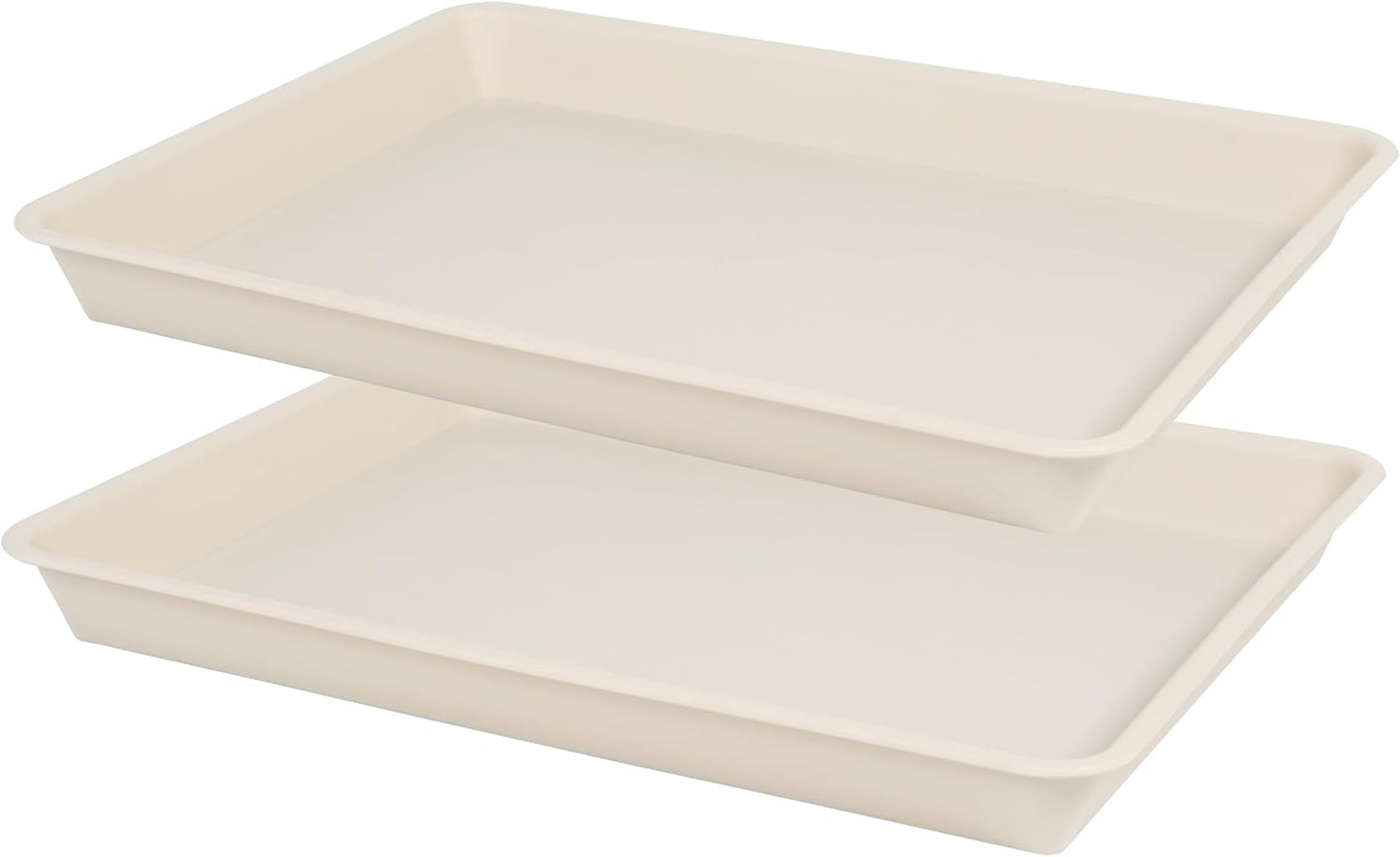 2 Pack Plant Growing Nursery 1020 Trays, Plant Saucer Tray, Heavy Sturdy Seed Starting Trays, Plant Starter Trays for Indoors No Holes, Seed Starter Growing Tray (22"x11.2", Beige)