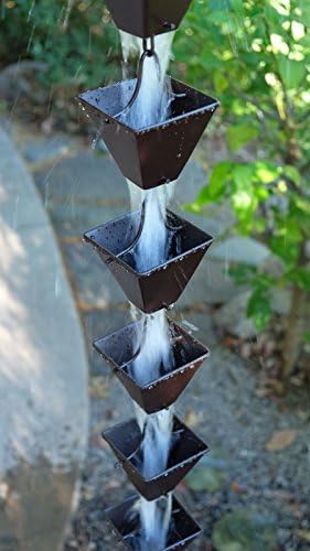 Nutshell Stores Medium Square Cups Rain Chain - Bronze - 12 Feet