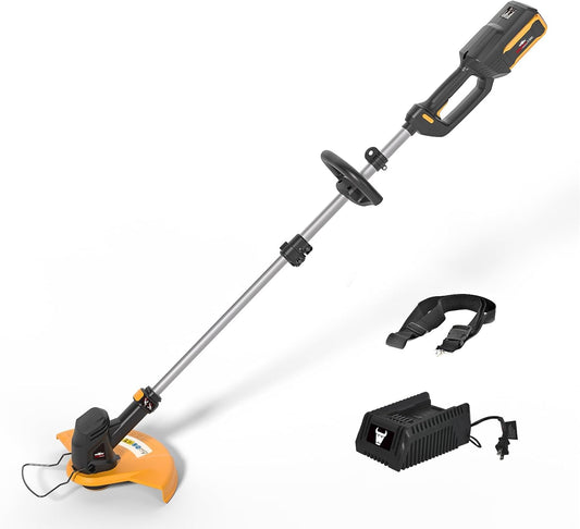 40V Cordless Weed Whacker, 2Ah Battery Powered Weed Eater, 3-Positions Adjustable Cutting Width Grass Trimmer, Telescopic Aluminum Shaft String Trimmer, Battery & Charger Included