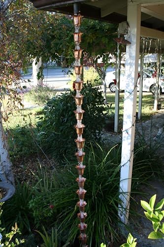 Nutshell Stores Flower Cups Rain Chain - Copper - 16 Feet