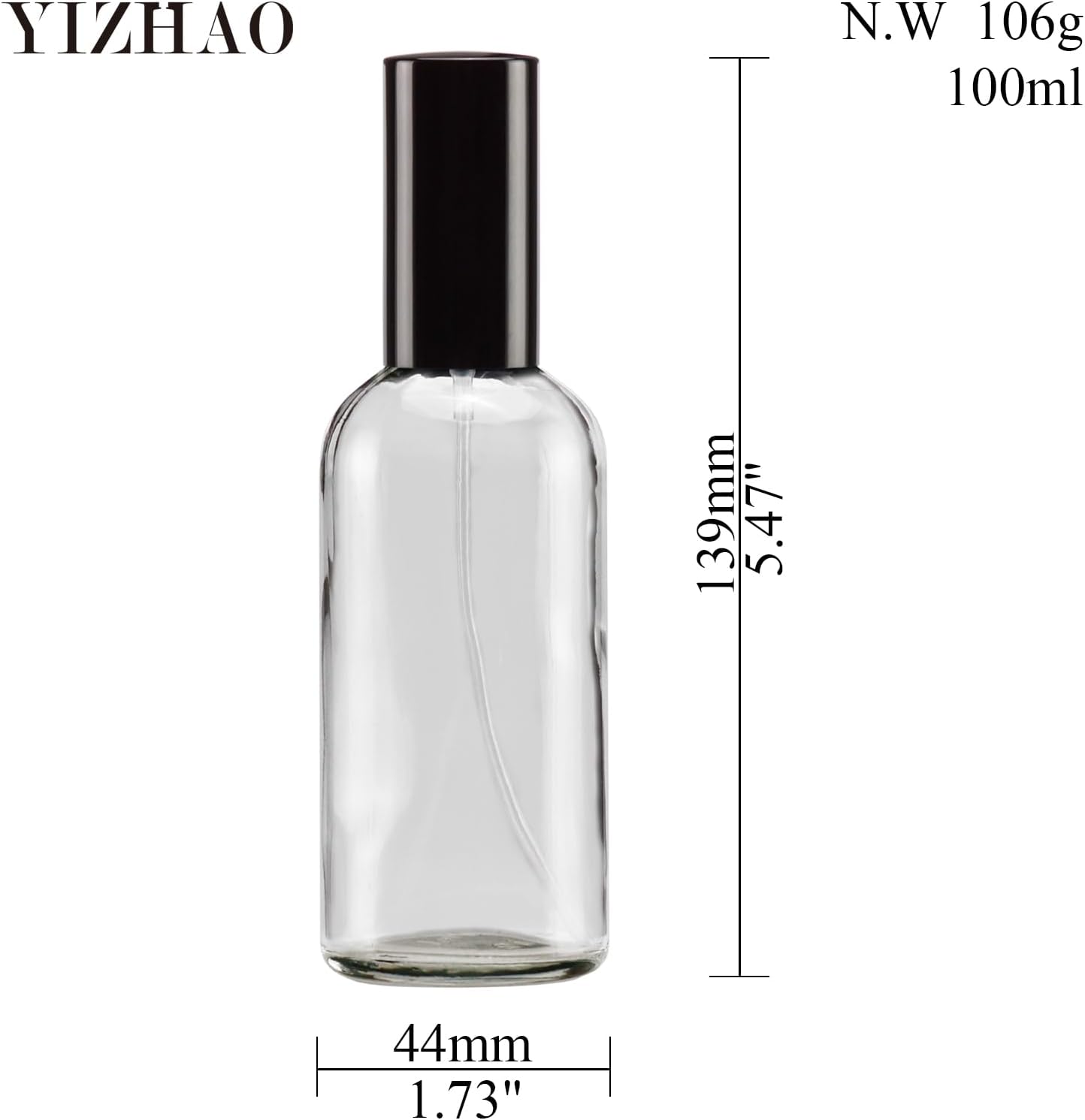 YIZHAO Clear Glass Spray Bottles 4oz, with Small Fine Mist Spray, Metal Cap, Refillable for Essential Oil,Travel,Cleaning,Perfume,Aromatherapy,Makeup – 4 Pcs
