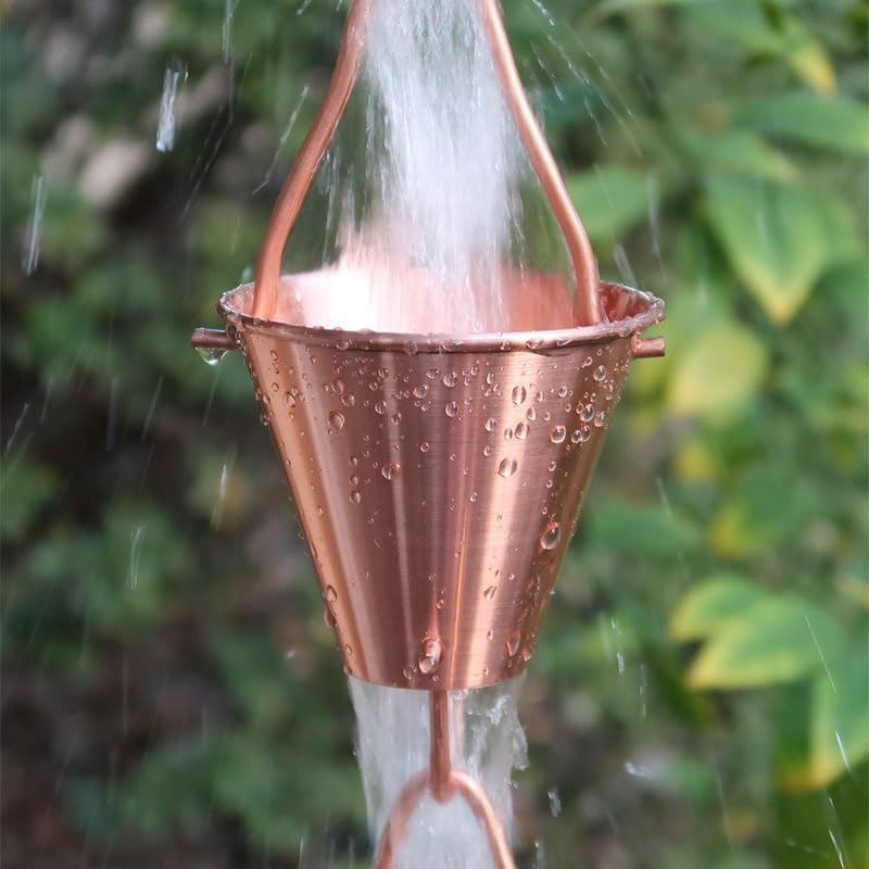 Nutshell Stores Steel Cups Rain Chain - Copper Plated - 10 Feet