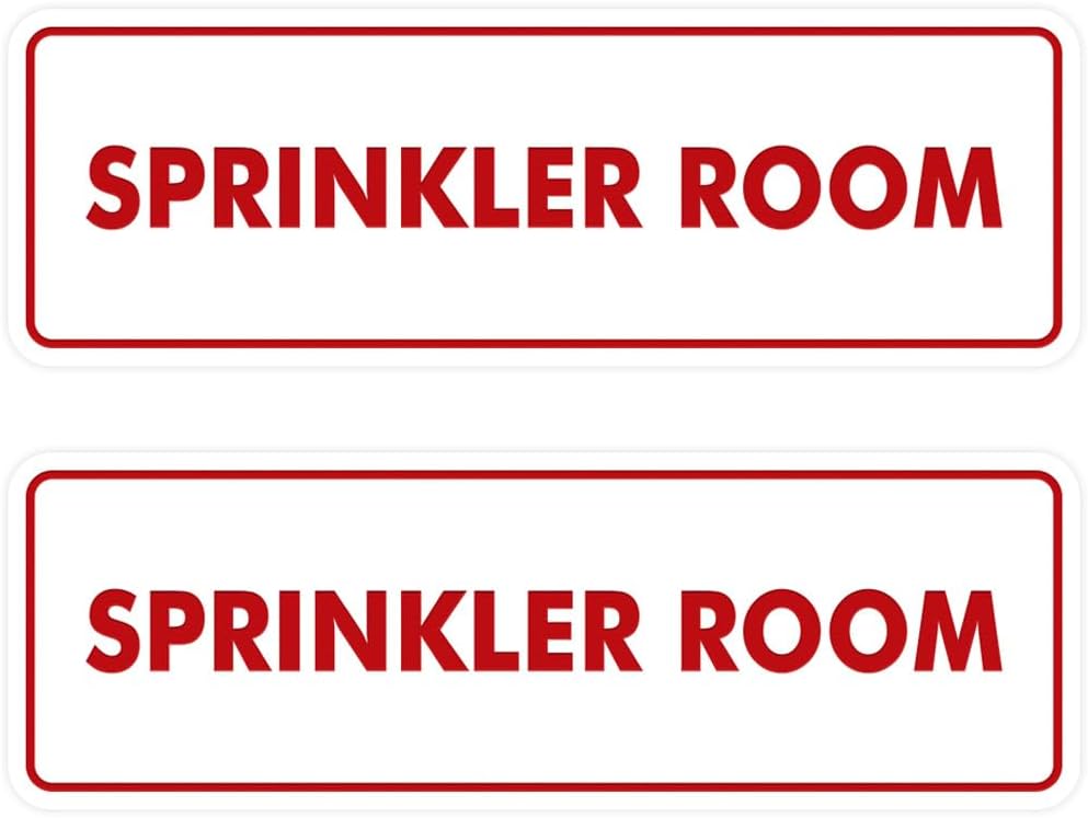 Signs ByLITA Standard Sprinkler Room Sign (White/Red) - Large 2 Pack
