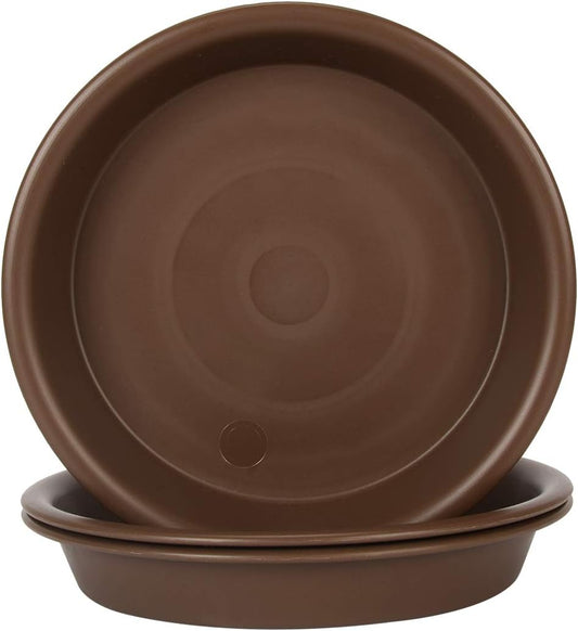Plant Saucer 4 inch, Large Planter Durable Thicker Plastic Plant Trays for Indoors and Outdoor, Plant Saucer Drip Trays,Brown (4" - 3 Pack)