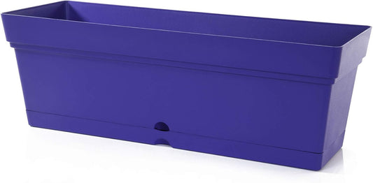 Mintra Window Box Planter, Window Planter Box for Indoor Outdoor Use, Rectangular Pots with Saucers & Drainage Holes, Decorative Plant Pots for Window Sill, Shelf, Desktop, 19" Wx6.75 H, Purple