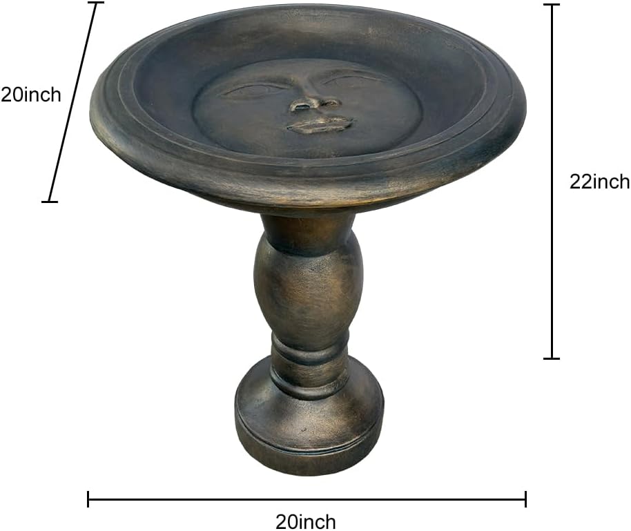 SKYFIRE 22-Inch Fibre Reinforced Concrete Pedestal Floor Fountain and Bird Bath Outdoor Decor for Garden, Patio, Lawn, Backyard - 20”L X 20”W X 22”H Antique Pedestal Birdbath