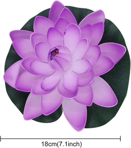 FZBNSRKO Artificial Lotus,4PCS 7.1" Inch Floating Foam Lotus Flowers for Pool,Realistic Water Lily Pads for Home Outdoor Patio Pond Wedding Party Decorations,Light Purple