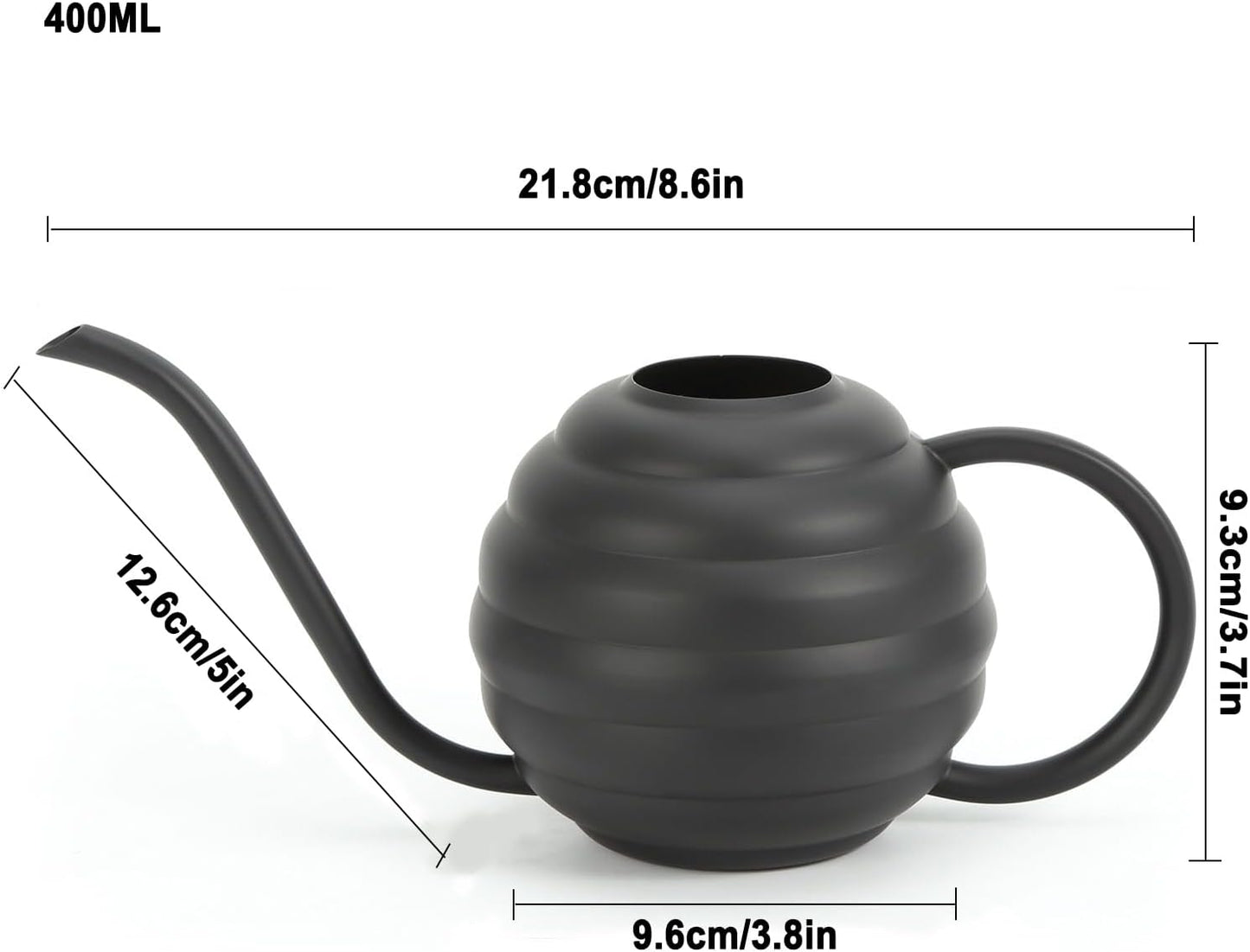 Plant Watering Bottle, 400ml/14oz, Retro Style Watering Can, Frosted (Black)