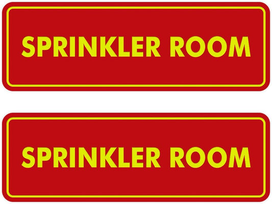 Signs ByLITA Standard Sprinkler Room Sign (Red/Yellow) - Medium 2 Pack