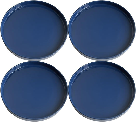 Plant Saucer Pot Tray Planter Saucers 4 Pack 4 inch, 5 6 7 8 9 10 11 12 13 15 Inch for Indoors Outdoor, Durable Sturdy Ceramic Flower Drainage drip Water Tray for Glazed Pots Base ((4.5"/4.1"-Blue)