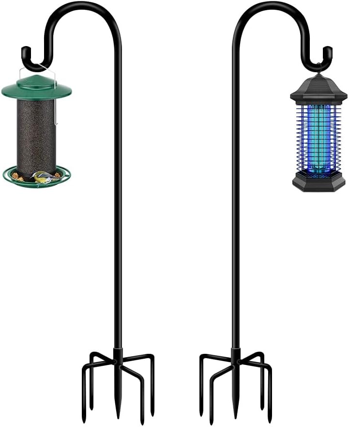 Shepherd Hooks for Bird Feeder Outdoor 44 inch, Small Heavy Duty Hummingbird Feeder Poles for Hanging Planter Basket Wind Chimes Garden Decor 2Pcs