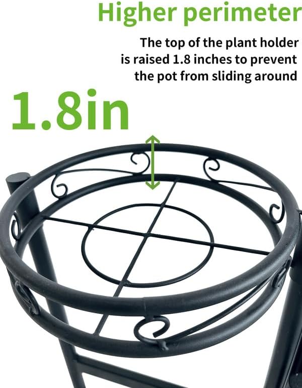 7 Tier Plant Stand, Tall Metal Wrought Iron Plant Shelf Holder for Indoor, Outdoor Folding Tall Display Rack Flower Pot Stand for Corner Living Room Balcony Garden Patio - BlackCircle