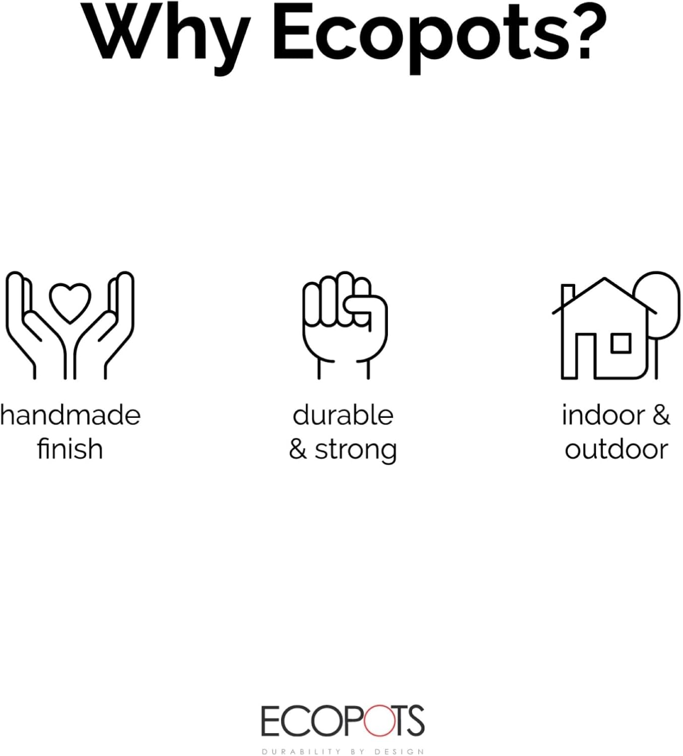 Ecopots Amsterdam Durable Modern Round Indoor/Outdoor Recycled-Based Composite Flower Pot Planter, Grey, 12"